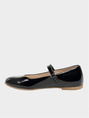 Black patent leather ballet flats on velcro