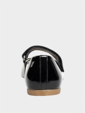 Black patent leather ballet flats on velcro