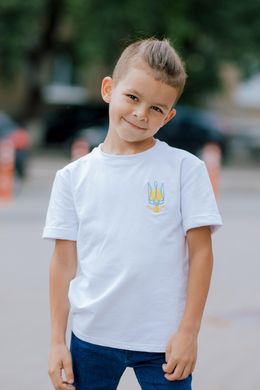 White T-shirt with embroidery "The sun in a trident" for kids
