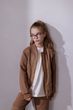 Brown jacket eco suede bomber on the zipper, brown, 122