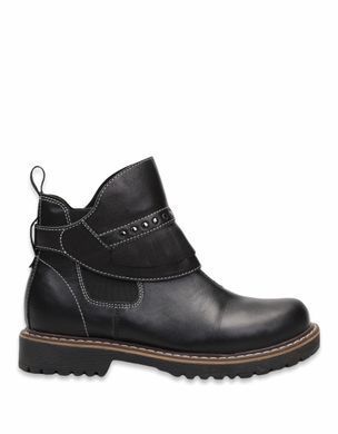 1/Demi-season black leather chelsea boots on fleece with detachable detail
