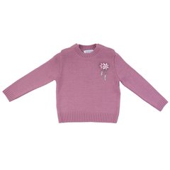 Pink wool raglan with a brooch in the form of a flower for a girl