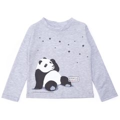 Longsleeve cotton gray panda print with stars for girls