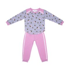 Gray cotton pajamas with a print with owls for girls