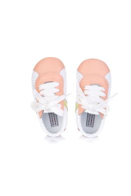 White-beige booties made of natural leather with laces for children