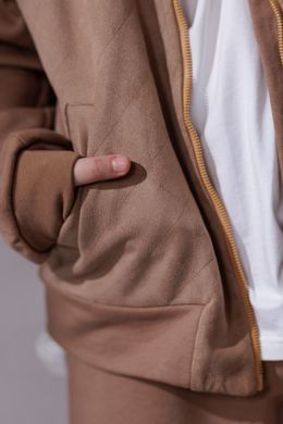 Brown jacket eco suede bomber on the zipper, brown, 140
