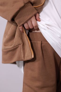 Brown jacket eco suede bomber on the zipper, brown, 140