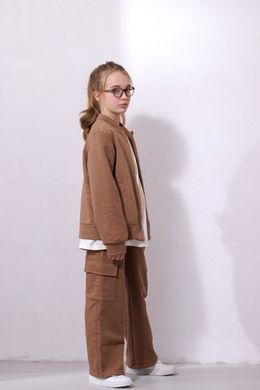 Brown jacket eco suede bomber on the zipper, brown, 140