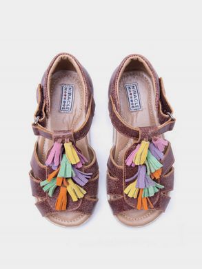 Sandals brown leather with suede tassels