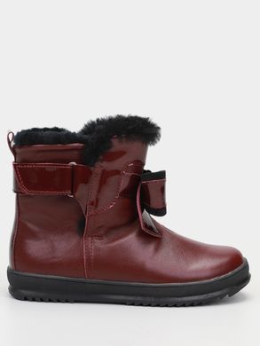 Cherry leather winter boots with fur