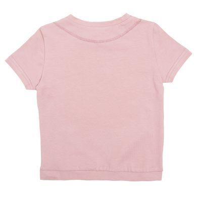 Pink cotton T-shirt-top with a flower for a girl, 80