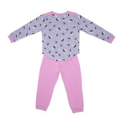 Gray cotton pajamas with a print with owls for girls