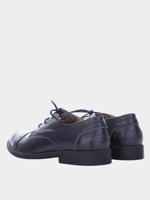 Blue genuine leather shoes with laces