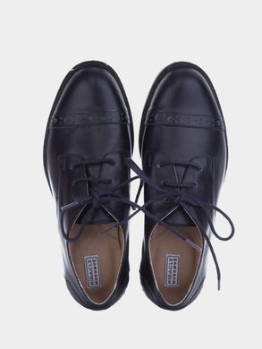 Blue genuine leather shoes with laces