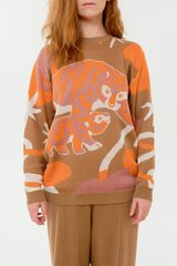 Women's oversized sweater knitted with a tiger print