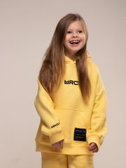 Yellow hoodie on fleece with embroidery for kids