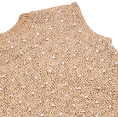 Knitted beige vest with white dots for girls