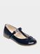 Lacquered leather ballet blue shoes with bow
