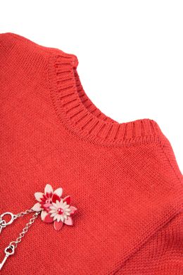 Джемпер червоний вовняний з декором для дівчинки