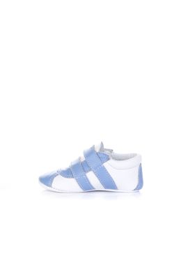 Children's white and blue leather booties