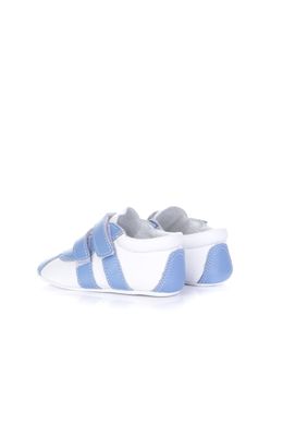 Children's white and blue leather booties