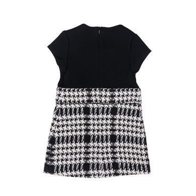 Black combined dress with knitwear and tweed for a girl/1