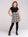 Black combined dress with knitwear and tweed for a girl/1