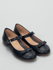 Genuine leather ballet blue shoes with bow