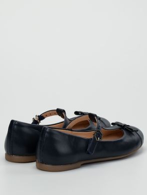 Genuine leather ballet blue shoes with bow