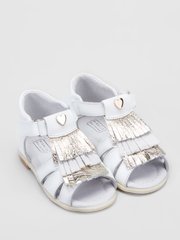 Sandals white leather with fringes