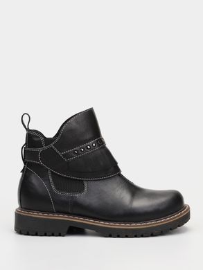 Demi-season black leather chelsea boots on fleece with detachable detail