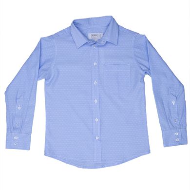 A blue cotton shirt with a white spot for a boy