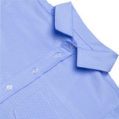 A blue cotton shirt with a white spot for a boy