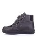 Demi-season black boots made of leather and suede on fleece