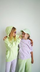 Hoodie - lilac velor sweater with a hood and pockets for girls